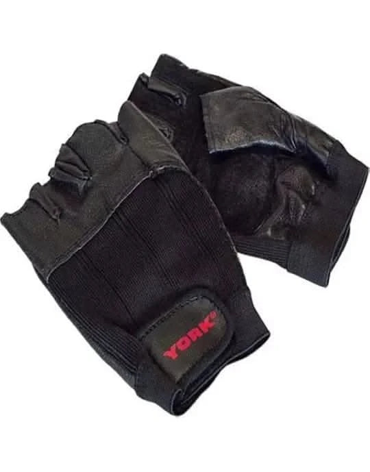 York, Fitness Deluxe Leather Workout Glove Small, 60189, Black
