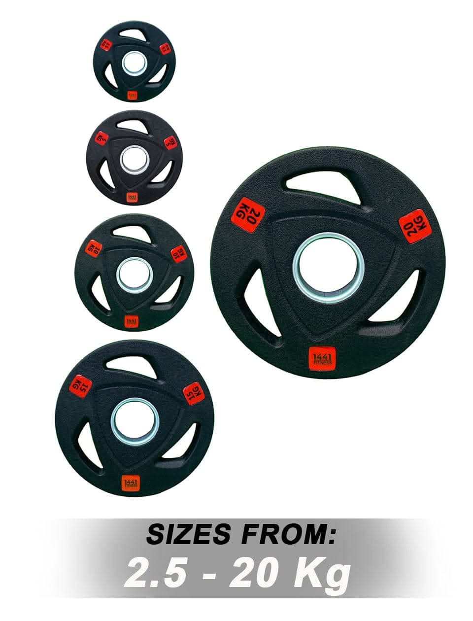 MFS Tri-Grip Olympic Rubber Plates 2.5 Kg to 20 Kg
