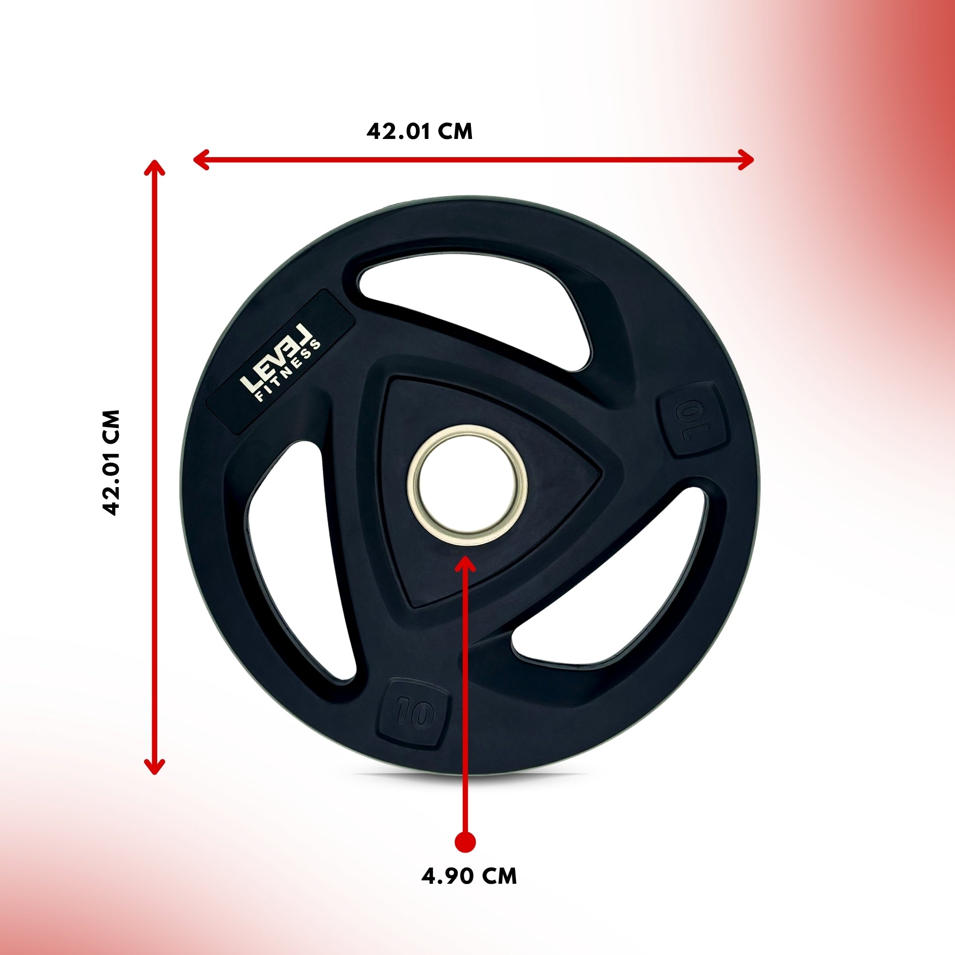 Level Fitness Tri-Grip Olympic Rubber Plates | 2.5 Kg to 20 Kg | Sold as Piece