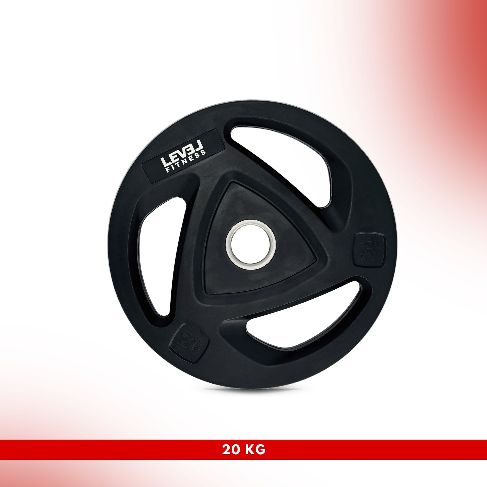 Level Fitness Tri-Grip Olympic Rubber Plates | 2.5 Kg to 20 Kg | Sold as Piece 20 KG