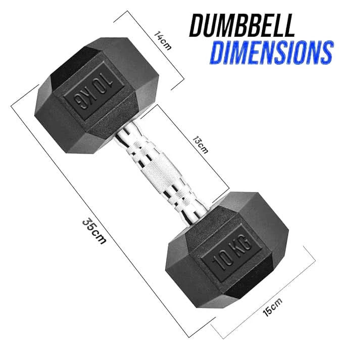 DS HEX Rubber Dumbbells (Pair) | 2.5 Kg to 20 Kg