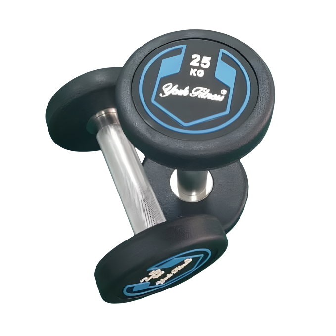 York, Fitness Round Rubber Dumbbell, Dzlg12, Black 25 Kg