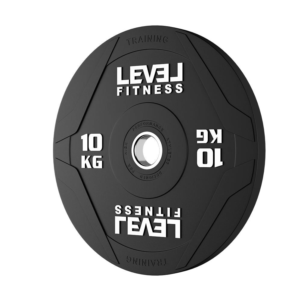 Level Fitness PU Black Rubber Olympic Bumper Plates - 2.5 to 25 KG | Per Piece