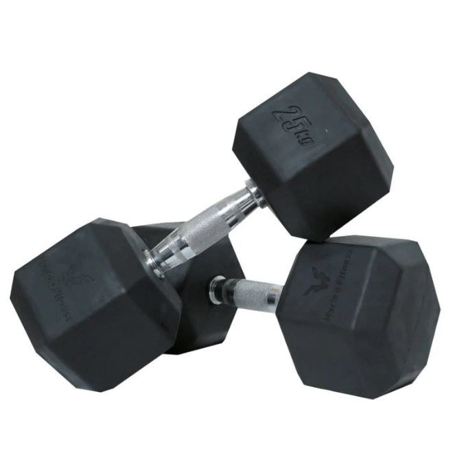 Harley Fitness Rubber Hex Dumbbell With Chrome Handle