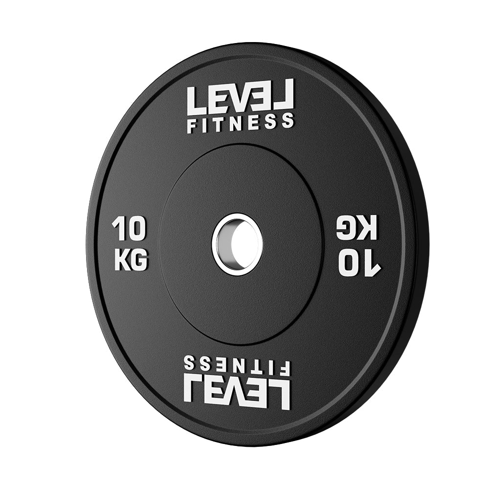 Level Fitness Black Rubber Olympic Bumper Plates - 2.5 to 25 KG | Per Piece