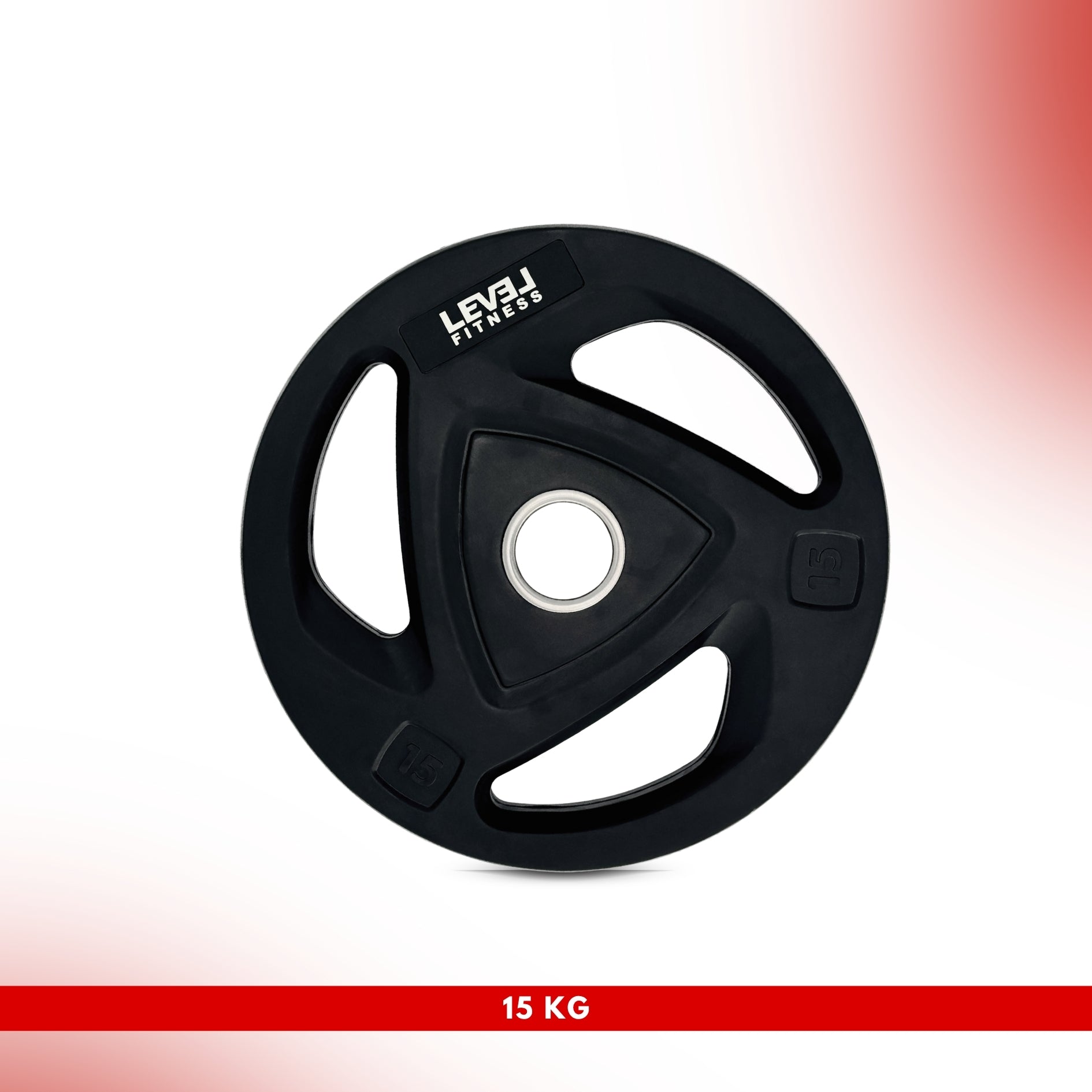 Level Fitness Tri-Grip Olympic Rubber Plates | 2.5 Kg to 20 Kg | Sold as Piece 15 KG