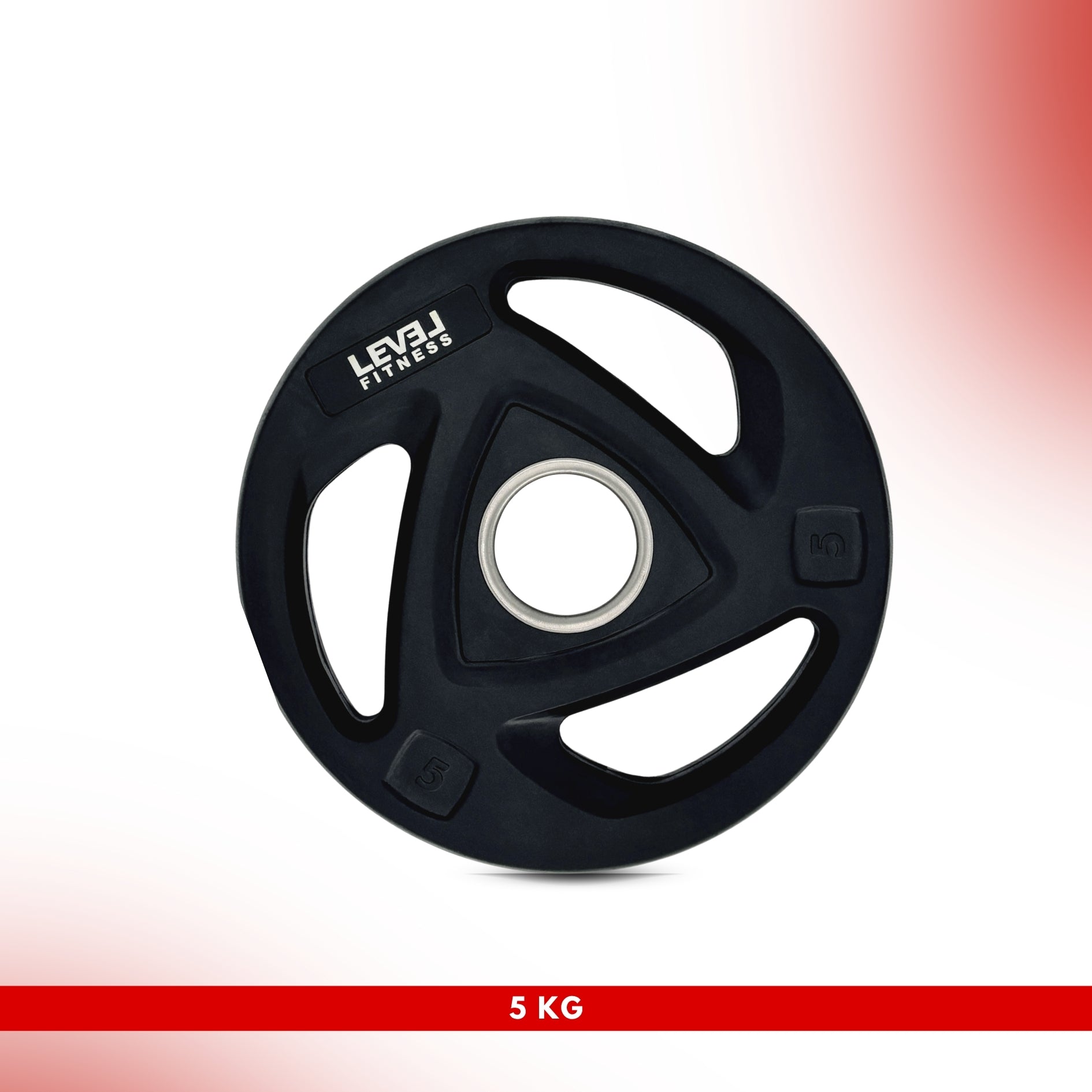 Level Fitness Tri-Grip Olympic Rubber Plates | 2.5 Kg to 20 Kg | Sold as Piece 5 KG