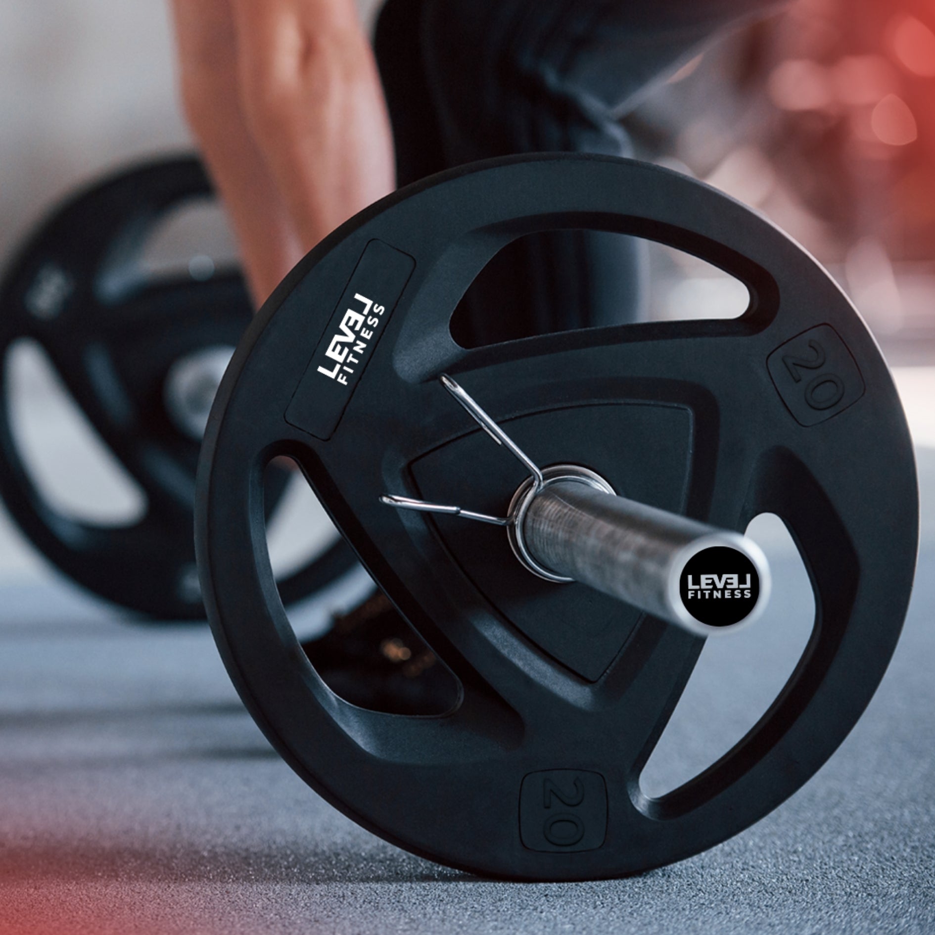 Combo 60KG - 160KG Sets | Level Fitness Tri Grip Olympic Plates with Olympic Barbell