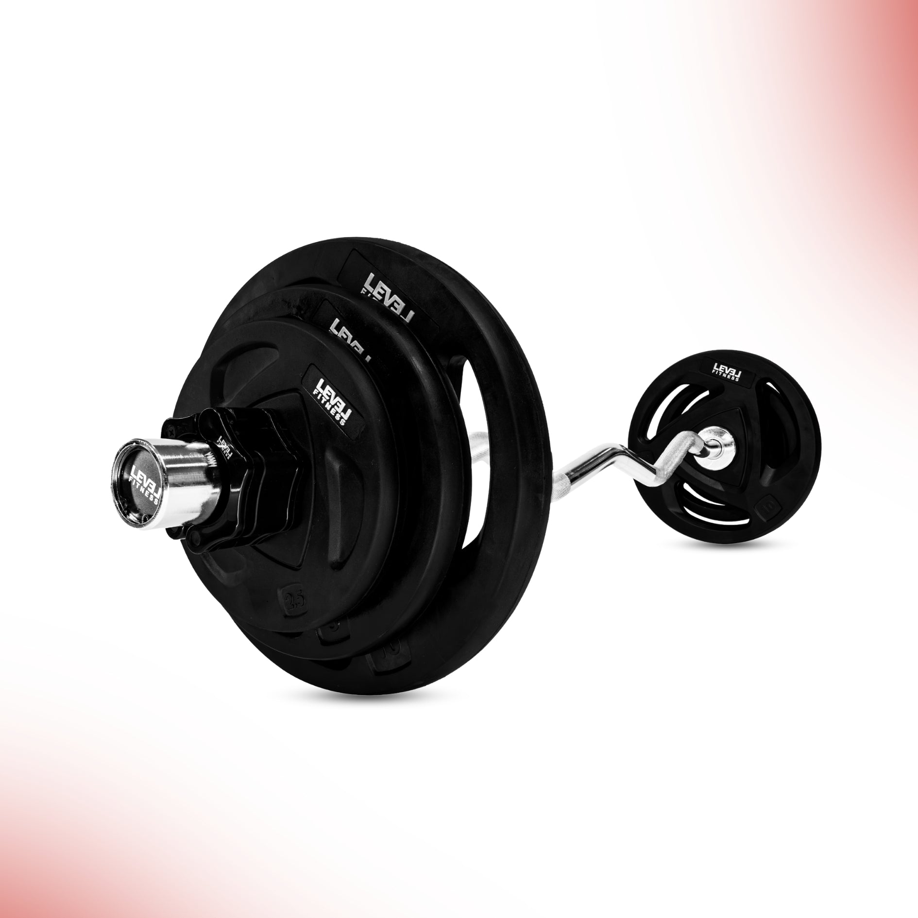 Combo 60KG - 160KG Sets | Level Fitness Tri Grip Olympic Plates with Olympic Barbell