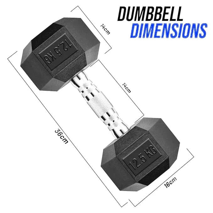 DS HEX Rubber Dumbbells (Pair) | 2.5 Kg to 20 Kg
