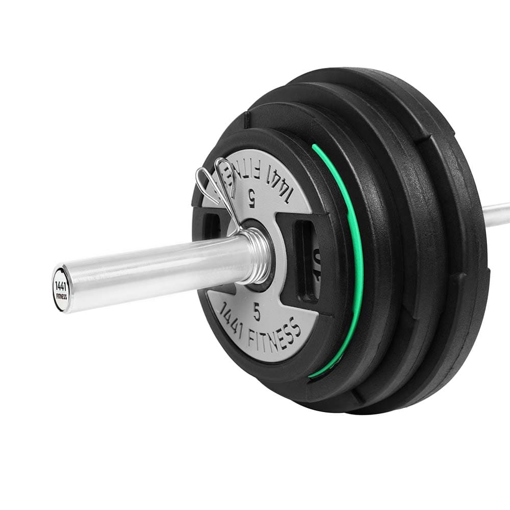 Combo 1441 Fitness 7 Ft Olympic Barbell With Dual Grip Olympic Plates Set | 120 Kg - Athletix.ae