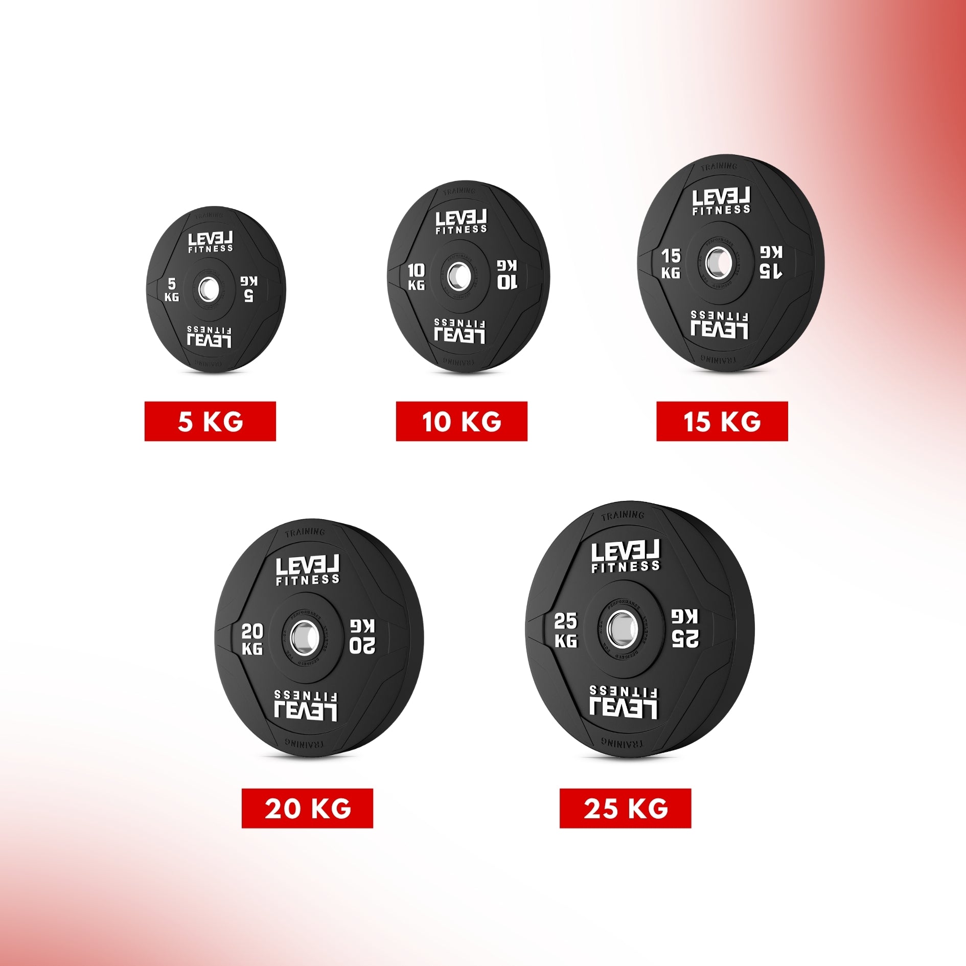 Level Fitness PU Black Rubber Olympic Bumper Plates - 5 to 25 KG | Per Piece