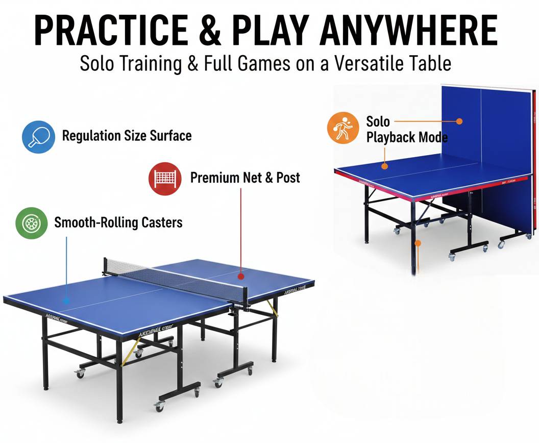 MF Indoor Table Tennis Table Foldable with Post and Net