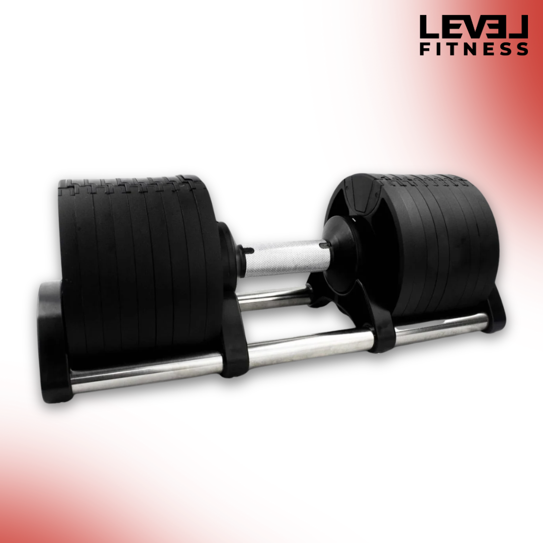 Level Fitness Adjustable Dumbbells, 2kg to 32kg, Pair