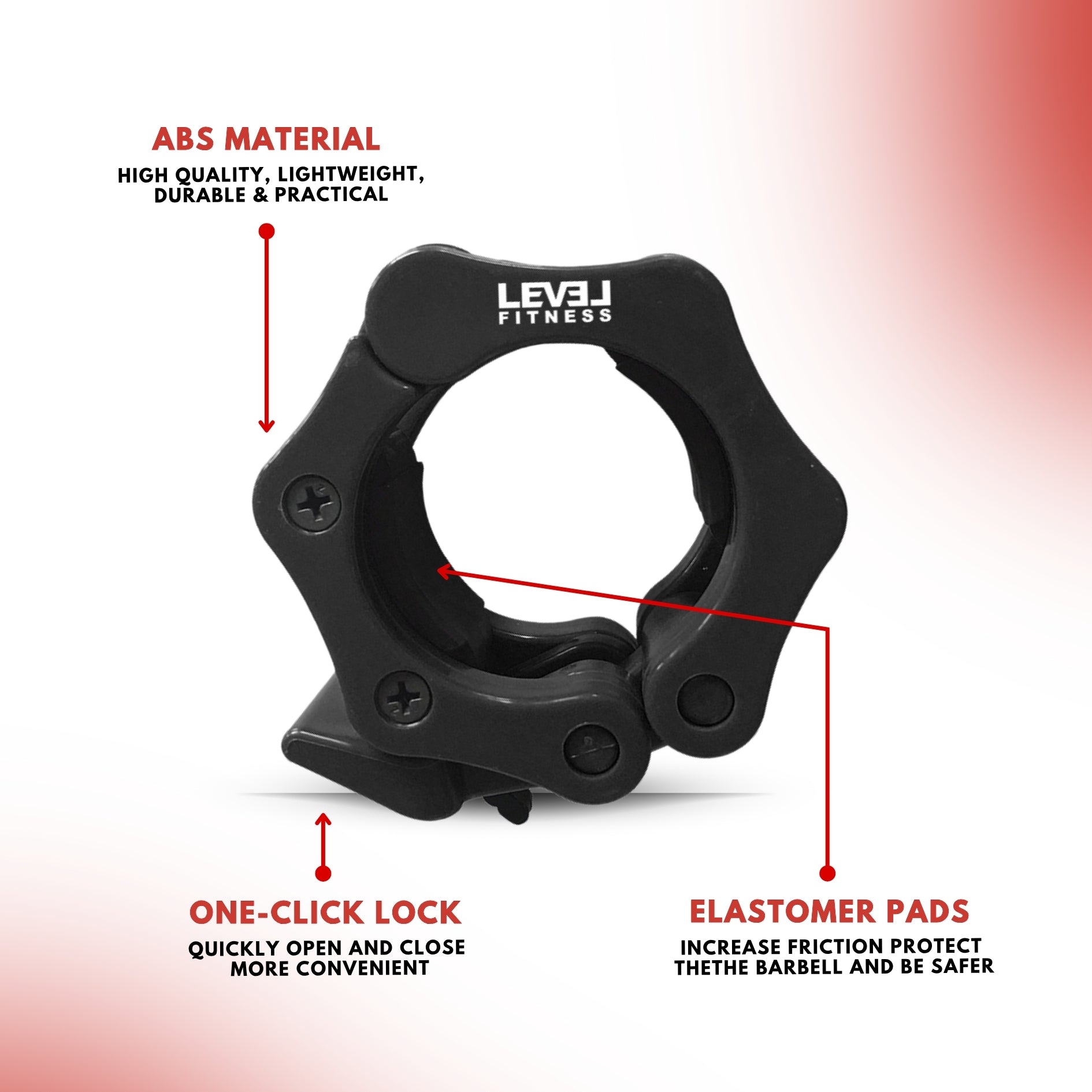 Level Fitness 4 - 7 ft Straight Olympic Barbells with Collars | 7 - 20kg