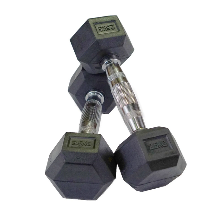 Harley Fitness Rubber Hex Dumbbell With Chrome Handle