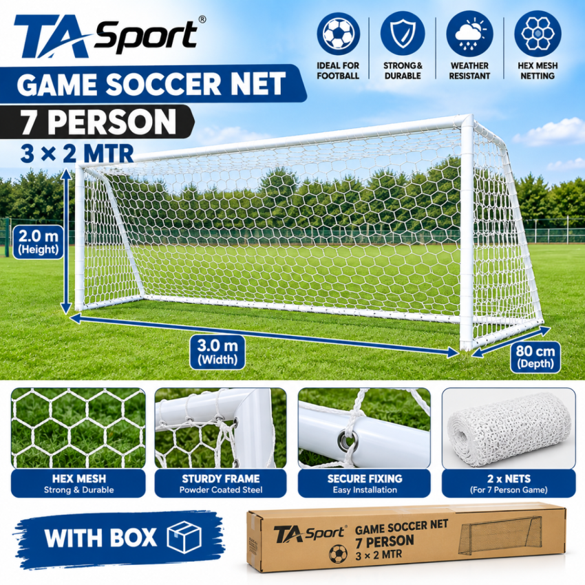 TA Sport 5-a-Side Football Goal Net 3 x 2 m with Box