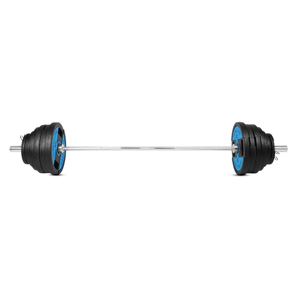 Combo 1441 Fitness 7 Ft Olympic Bar With Dual Grip Olympic Plates Set | 160 Kg - Athletix.ae