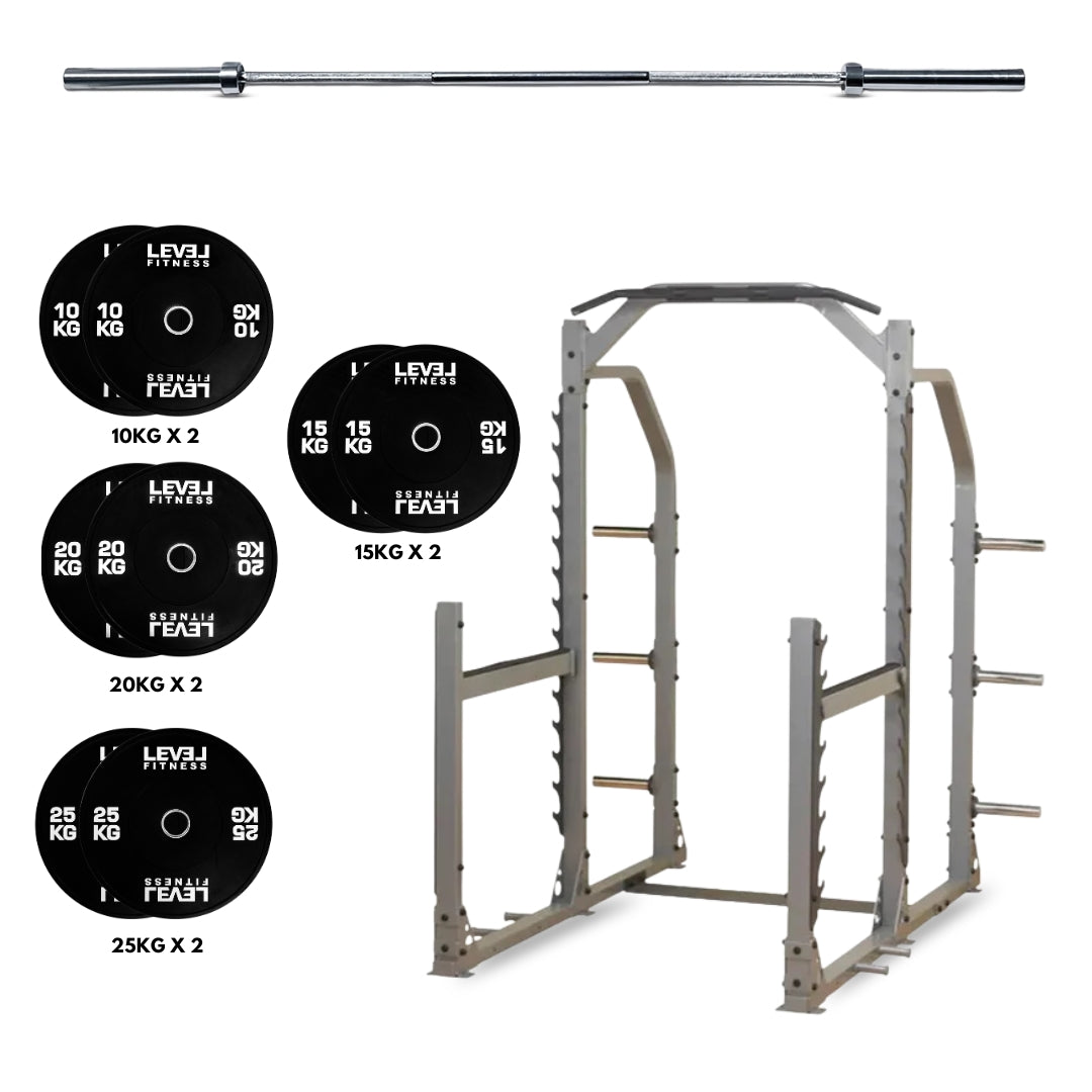 Body-Solid SMR1000 Strength Station with Plate Set 140 Kg Plate Set with 20 Kg Barbell (7Ft)
