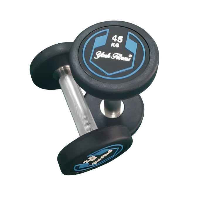 York, Fitness Round Rubber Dumbbell, Dzlg12, Black