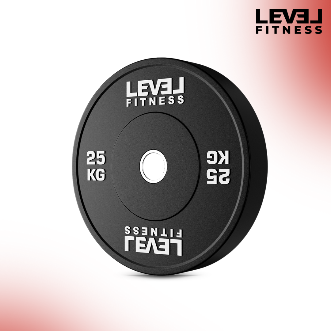 Level Fitness Black Rubber Olympic Bumper Plates - 5 to 25 KG | Per Piece