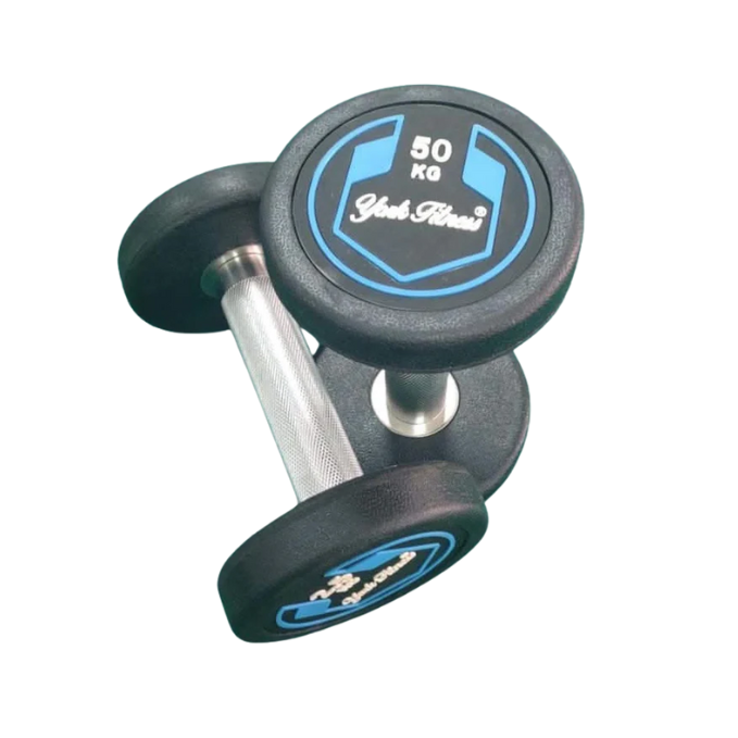 York, Fitness Round Rubber Dumbbell, Dzlg12, Black