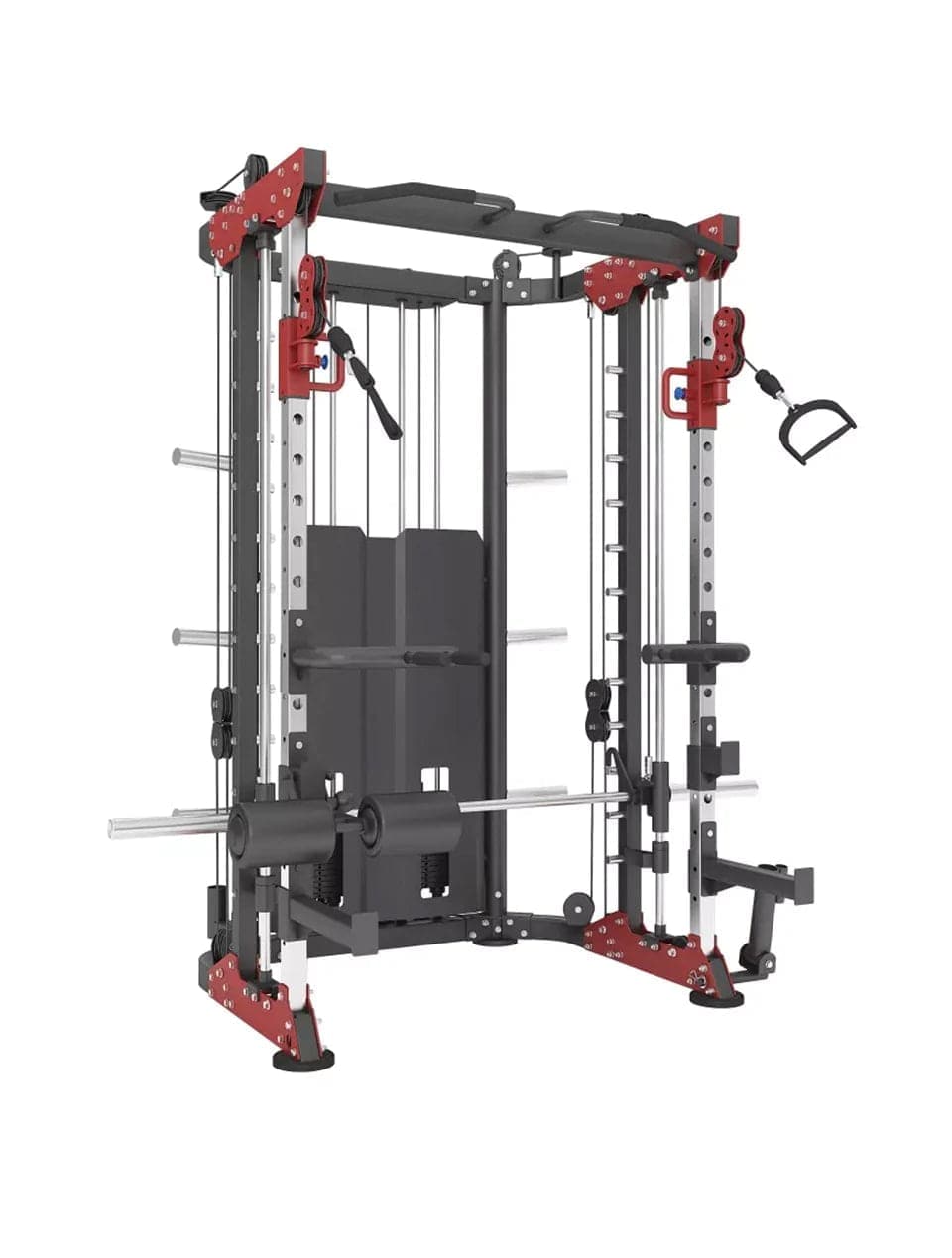 Combo Deal | 1441 Fitness Functional Trainer with Smith Machine - 41FC81 + 80kg Bumper Plate Set + Adjustable Bench A8007 + 4 Gym Tile - Athletix.ae