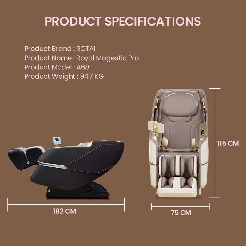 Rotai Royal Magestic Pro Massage Chair With Ai Voice Control, Heart Rate Detection, Blood Oxygen Levels