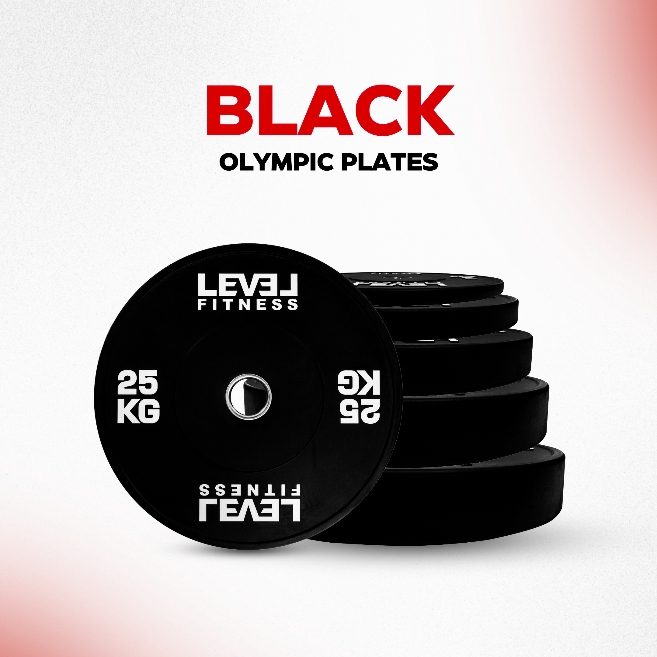 Level Fitness Black Rubber Olympic Bumper Plates - 5 to 25 KG | Per Piece