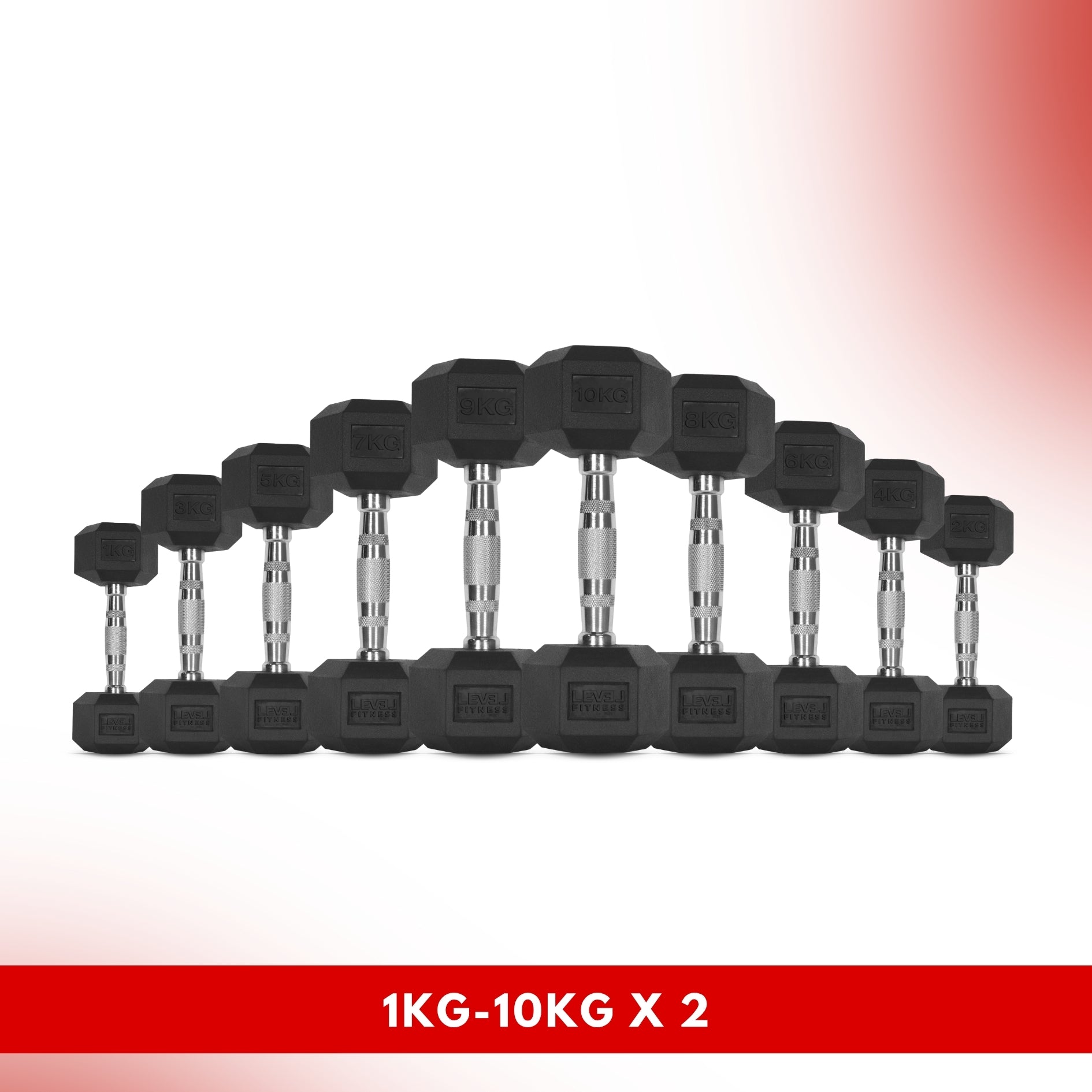 Combo | Level Fitness 1 Kg to 10 Kg Dumbbell Set | Optional Rack