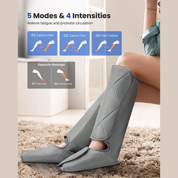 Renpho Leg Massager for Circulation and Relaxation, Foot and Calf Massager Machine with 5 Modes 4 Intensities