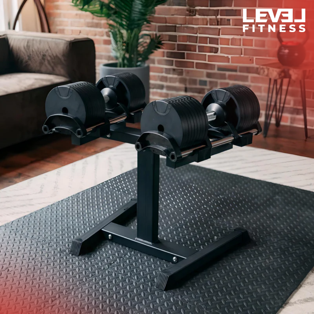 Level Fitness Adjustable Dumbbells, 2kg to 32kg, Pair
