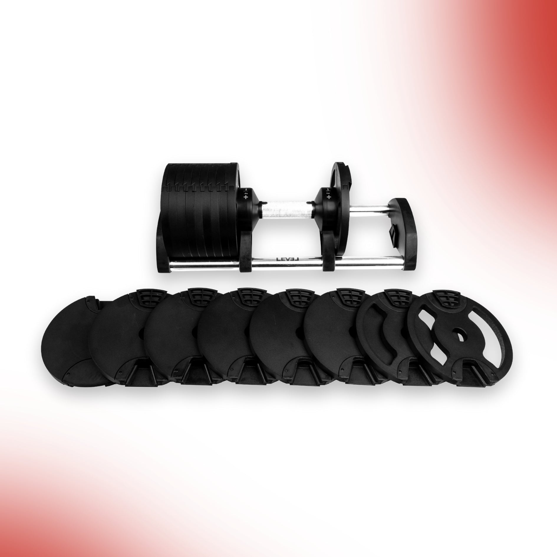 Level Fitness Adjustable Dumbbells, 2kg to 32kg, Pair