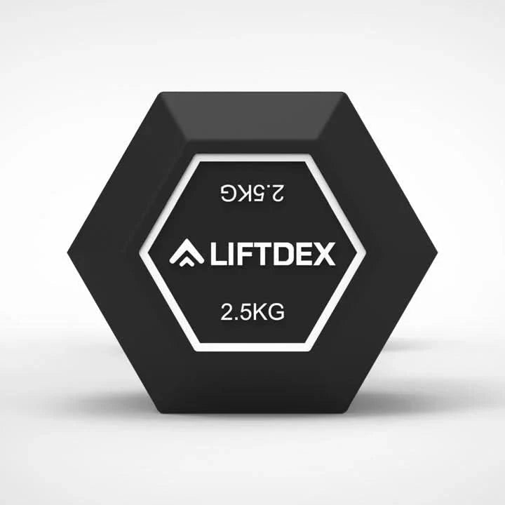 Liftdex Rubber Coated Dumbbell Set (2.5kg–45kg) with Level Fitness 3 Tier Dumbbell Rack