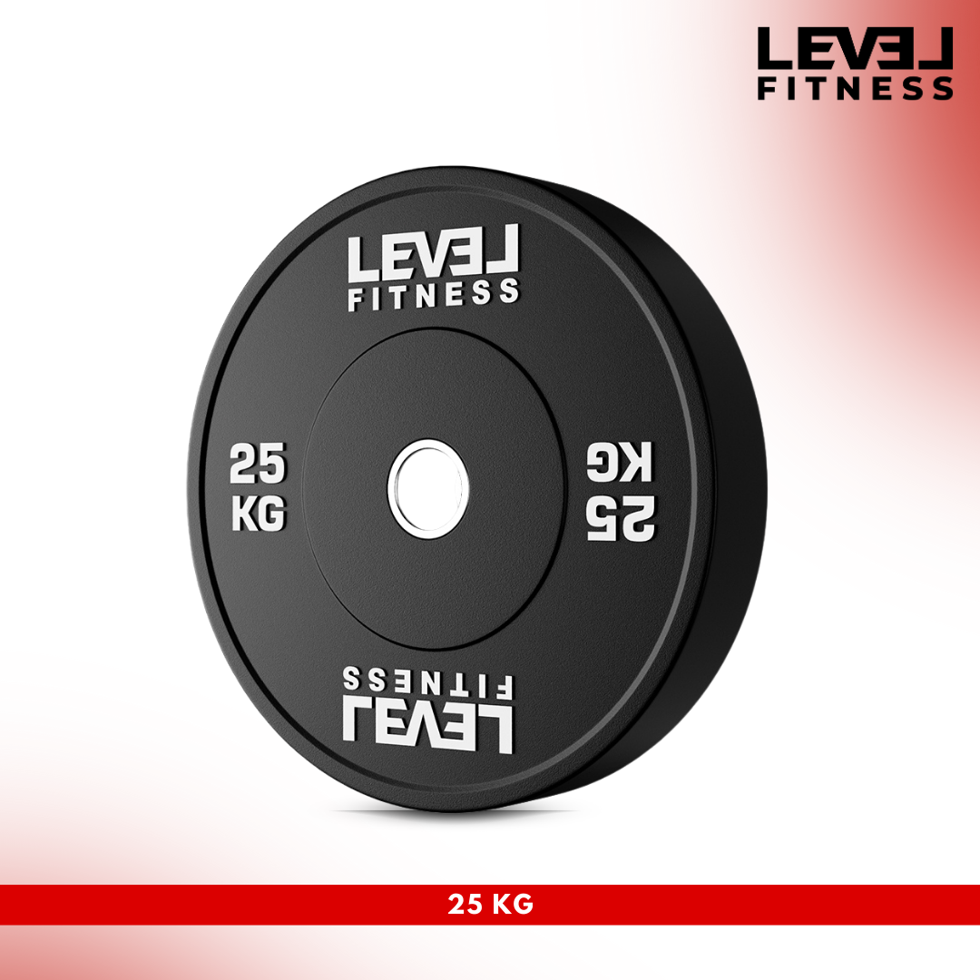 Level Fitness Black Rubber Olympic Bumper Plates - 5 to 25 KG | Per Piece