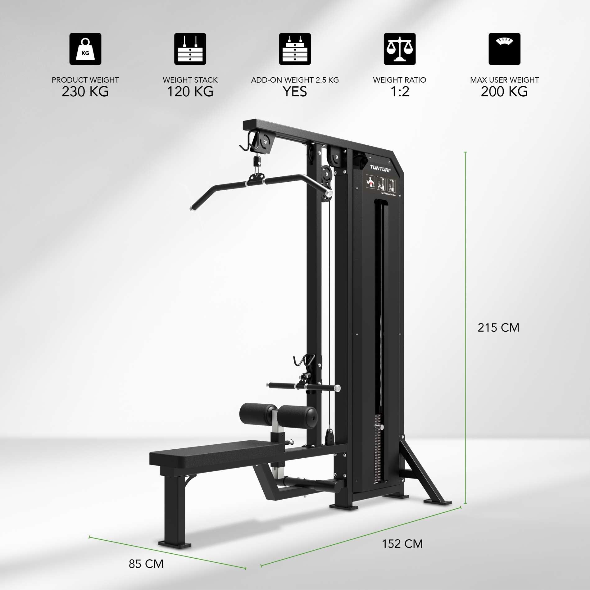 Tunturi Platinum - Dual Lat Pulldown/Low row - Selectorized - V-series
