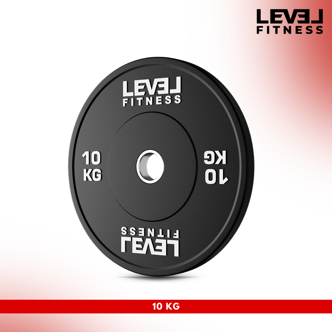 Level Fitness Black Rubber Olympic Bumper Plates - 5 to 25 KG | Per Piece