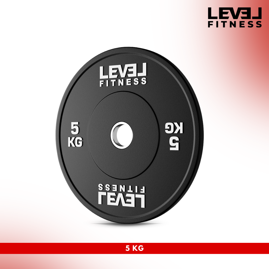 Level Fitness Black Rubber Olympic Bumper Plates - 5 to 25 KG | Per Piece