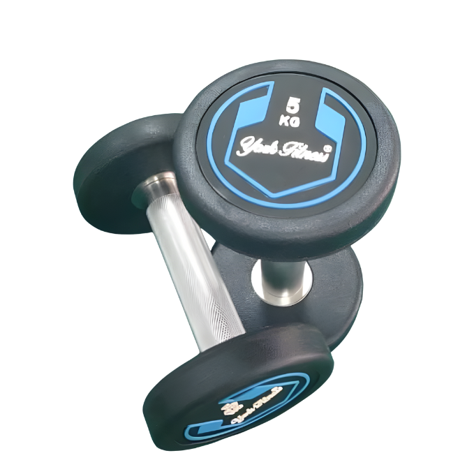York, Fitness Round Rubber Dumbbell, Dzlg12, Black 5 Kg