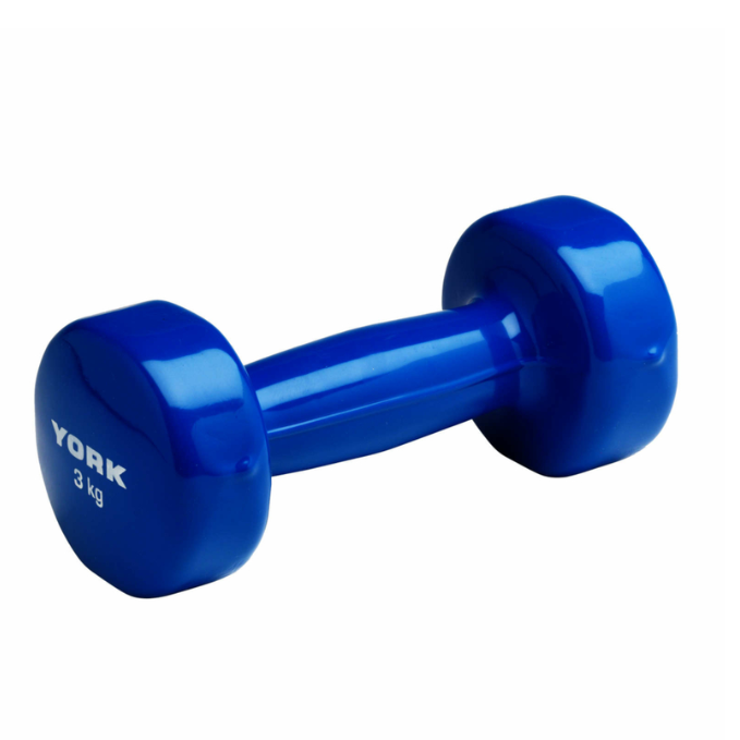 York, Fitness Vinyl Dumbbell 2Kg, 1673, Yellow 3 Kg - Blue