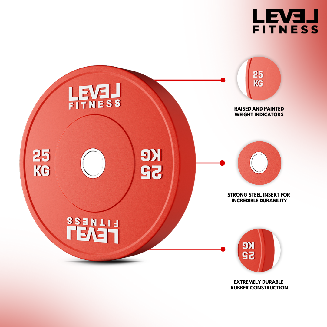 Level Fitness Color Bumper Plates 5 Kg to 25 Kg