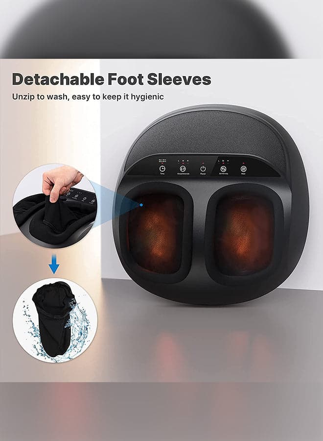 Renpho Foot Massager Machine with Heat, Shiatsu Deep Kneading Therapy With Remote Control, Black