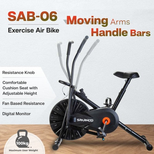 Sparnod Fitness, Upright Air Bike Exercise Cycle for Home Gym, SAB-06_R