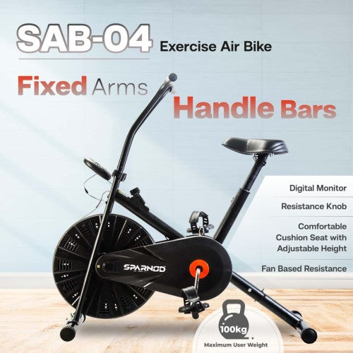 Sparnod Fitness, Upright Air Bike Exercise Cycle for Home Gym, SAB-04_R