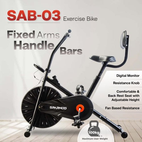 Sparnod Fitness, Upright Air Bike Exercise Cycle for Home Gym, SAB-03_R