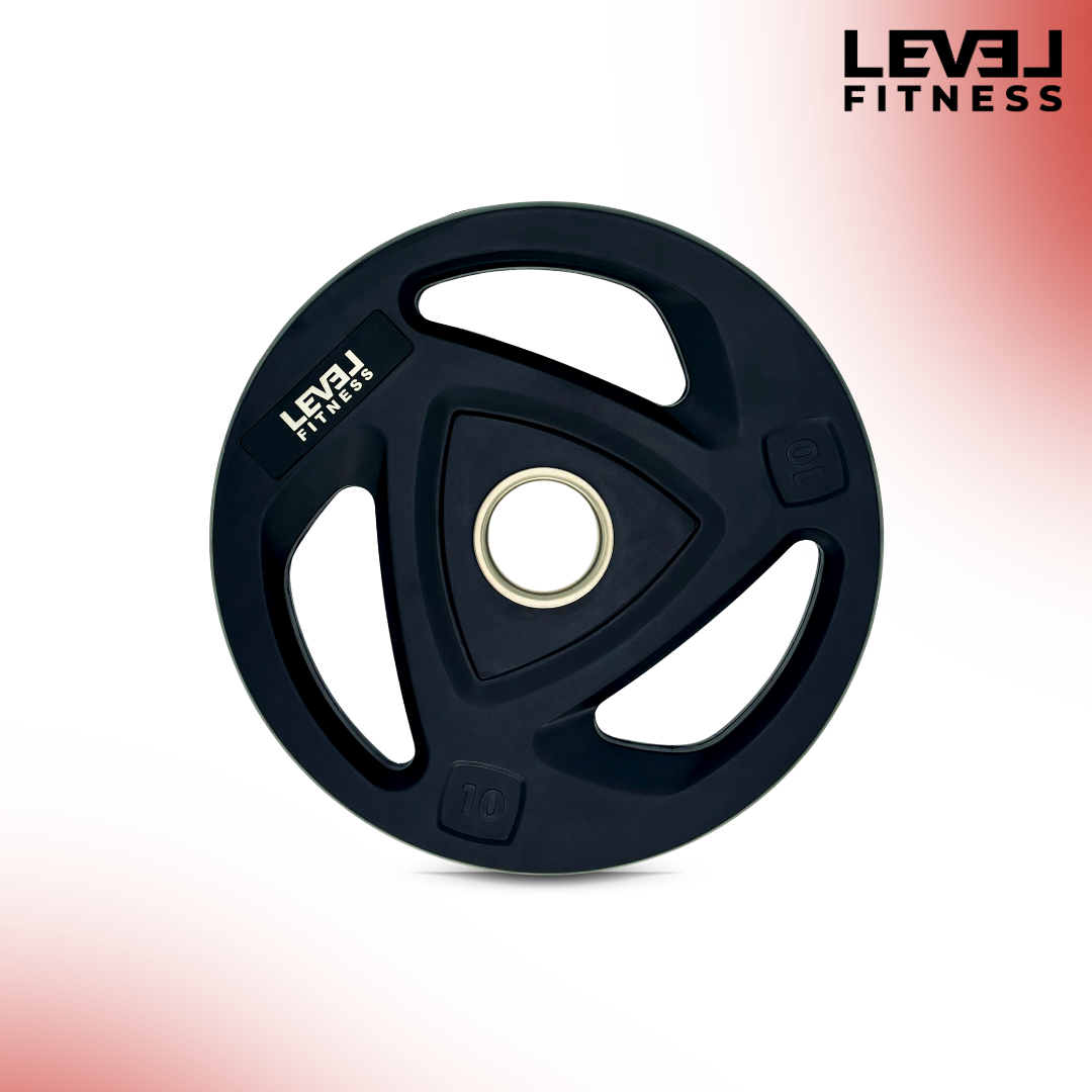 Level Fitness Tri-Grip Olympic Rubber Plates | 2.5 Kg to 20 Kg | Sold as Piece