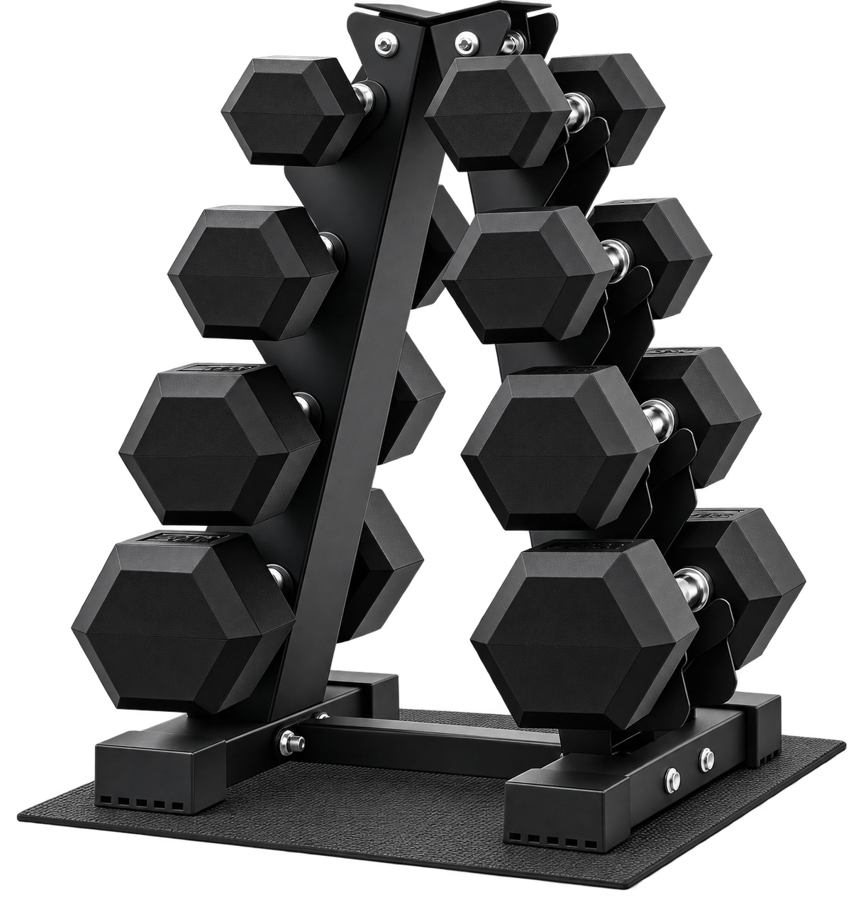 Level Fitness 50Kg Hex Dumbbell Set | 2.5–10Kg | With or Without 4-Tier Rack