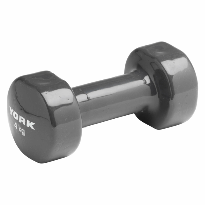 York, Fitness Vinyl Dumbbell 2Kg, 1673, Yellow 4 Kg - Grey