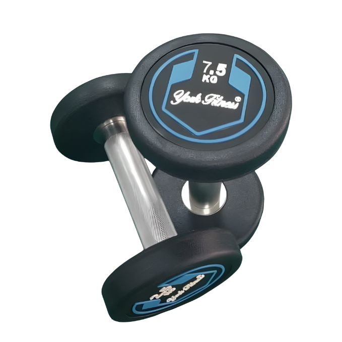 York, Fitness Round Rubber Dumbbell, Dzlg12, Black 7.5 Kg