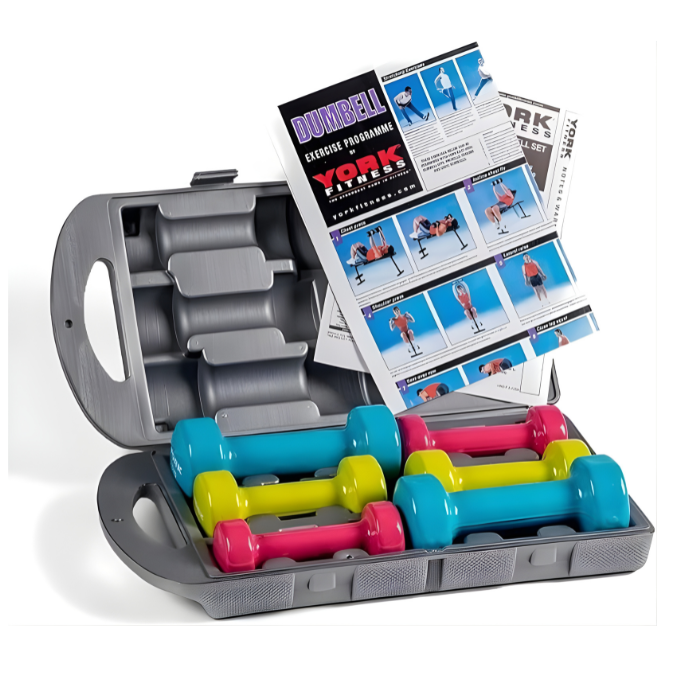 Combo, York, Fitness 10Kg Vinyl Fitbell Set In A Case, 1678, Multicolor
